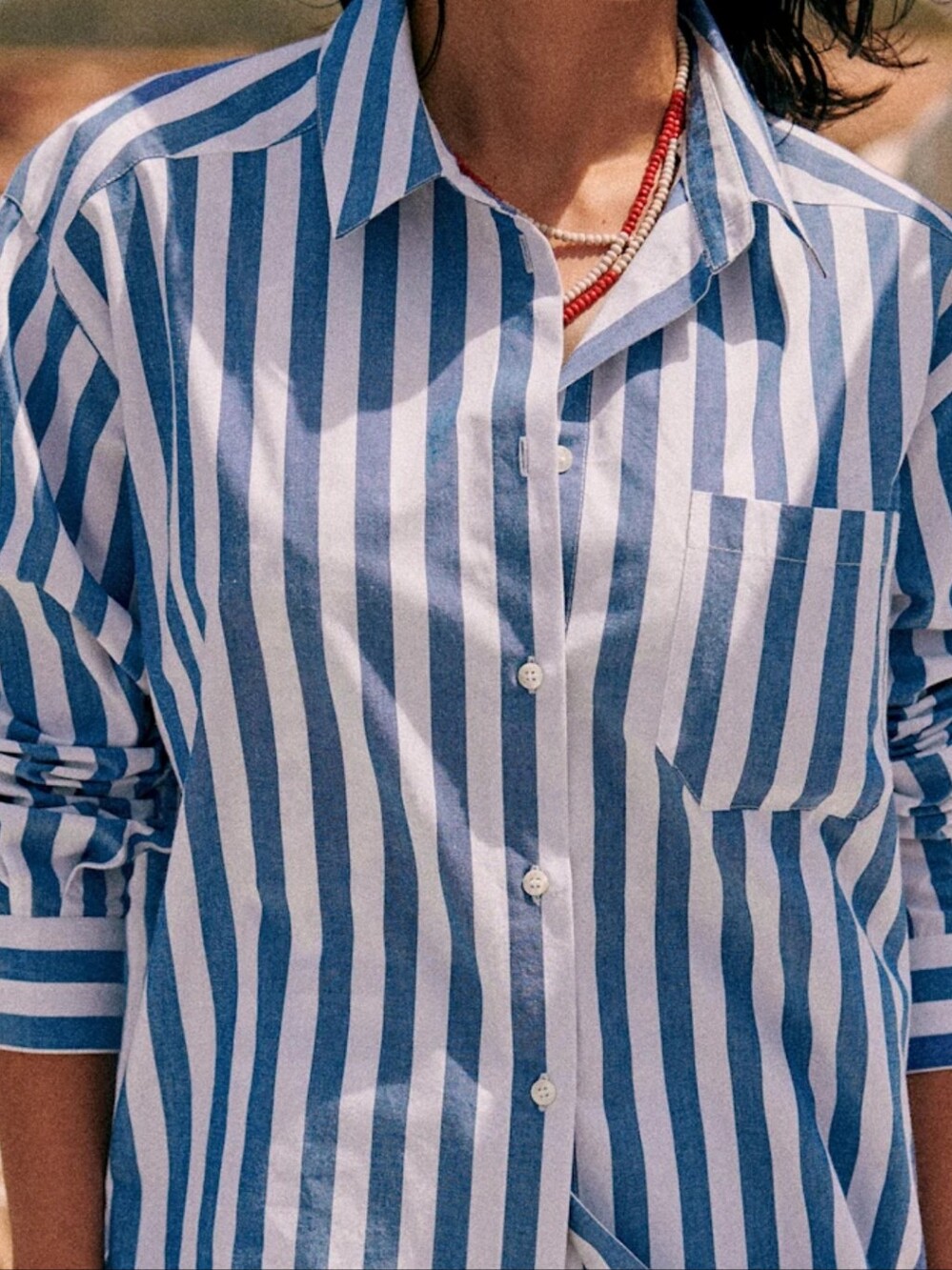 Sezane max Shirt Ecru/Blue